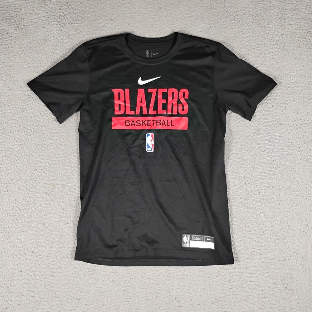 Nike Portland Trail Blazers Basketball Shirt Mens S Black Spellout Graphic Print